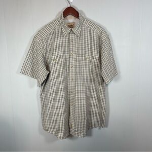 Woolrich Lg Plaid ButtonUp Short Sleeve Shirt Vented Performance Outdoor Fishing